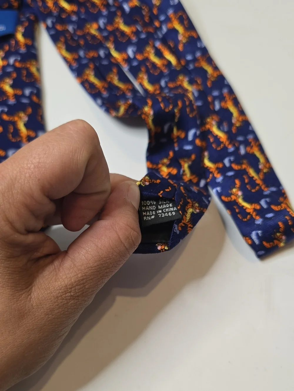 Disney Store Tigger Silk Neck Tie Navy Blue